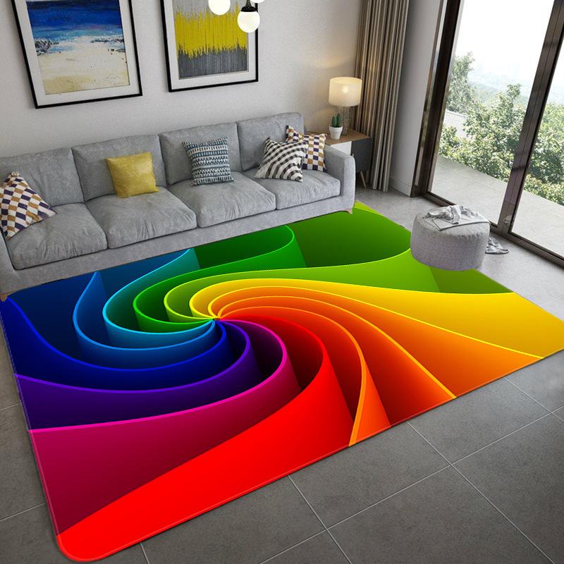 3D Vortex Illusion Carpet Entrance Door Floor Mat Abstract Geometric Optical Doormat Non-slip Floor Mat Living Room Decor Rug
