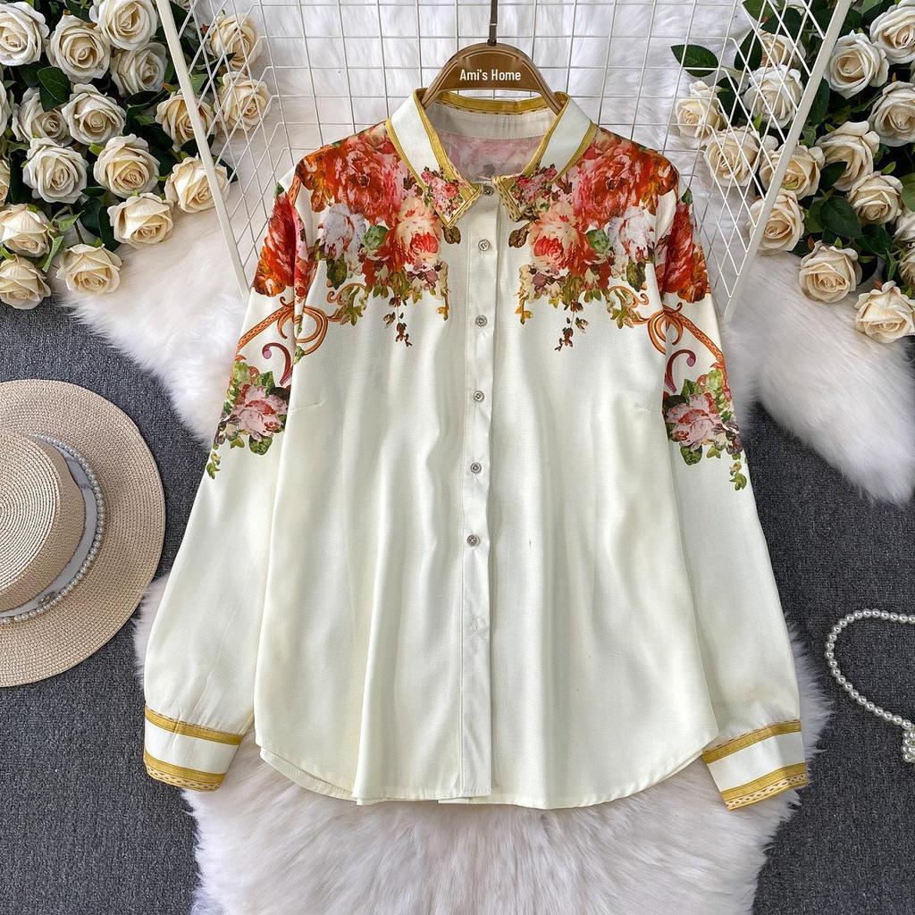 European Retro Single-Breasted Lapel Shirt & High-Waisted Pleated Skirt Set