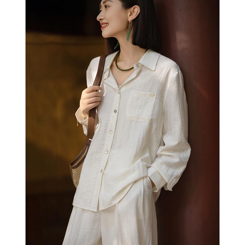 Demana Women's Linen Blend Lapel Shirt & Wide-Leg Pants Set