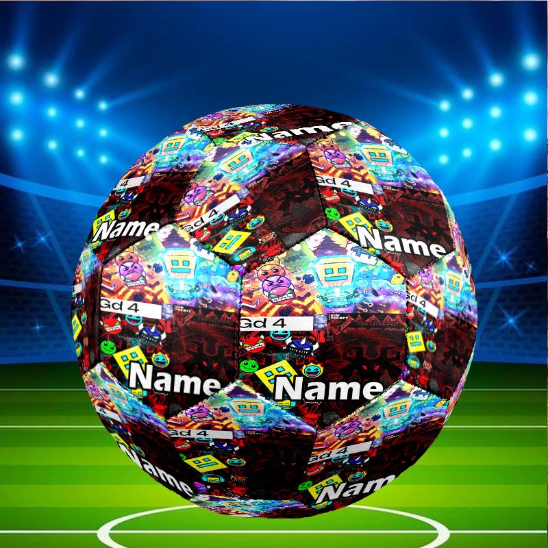 Custom Name Personalized Geometry Dash Print Size 5 Soccer Ball Training & Match Football, for Team, Kicking, Gift for Football
