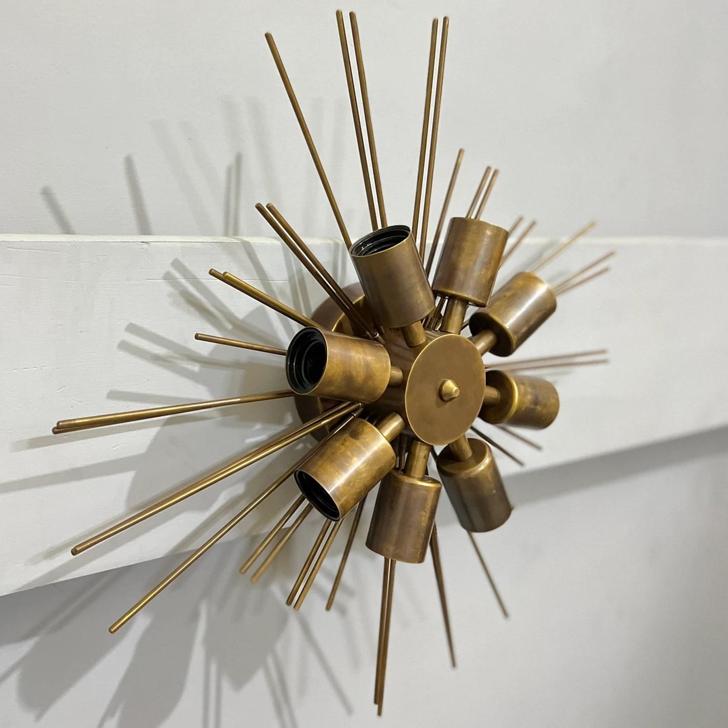 8 Light Sputnik Light Wall  Sea urchin Light Sputnik Style Antique Brass Chandelier Fixture dorato