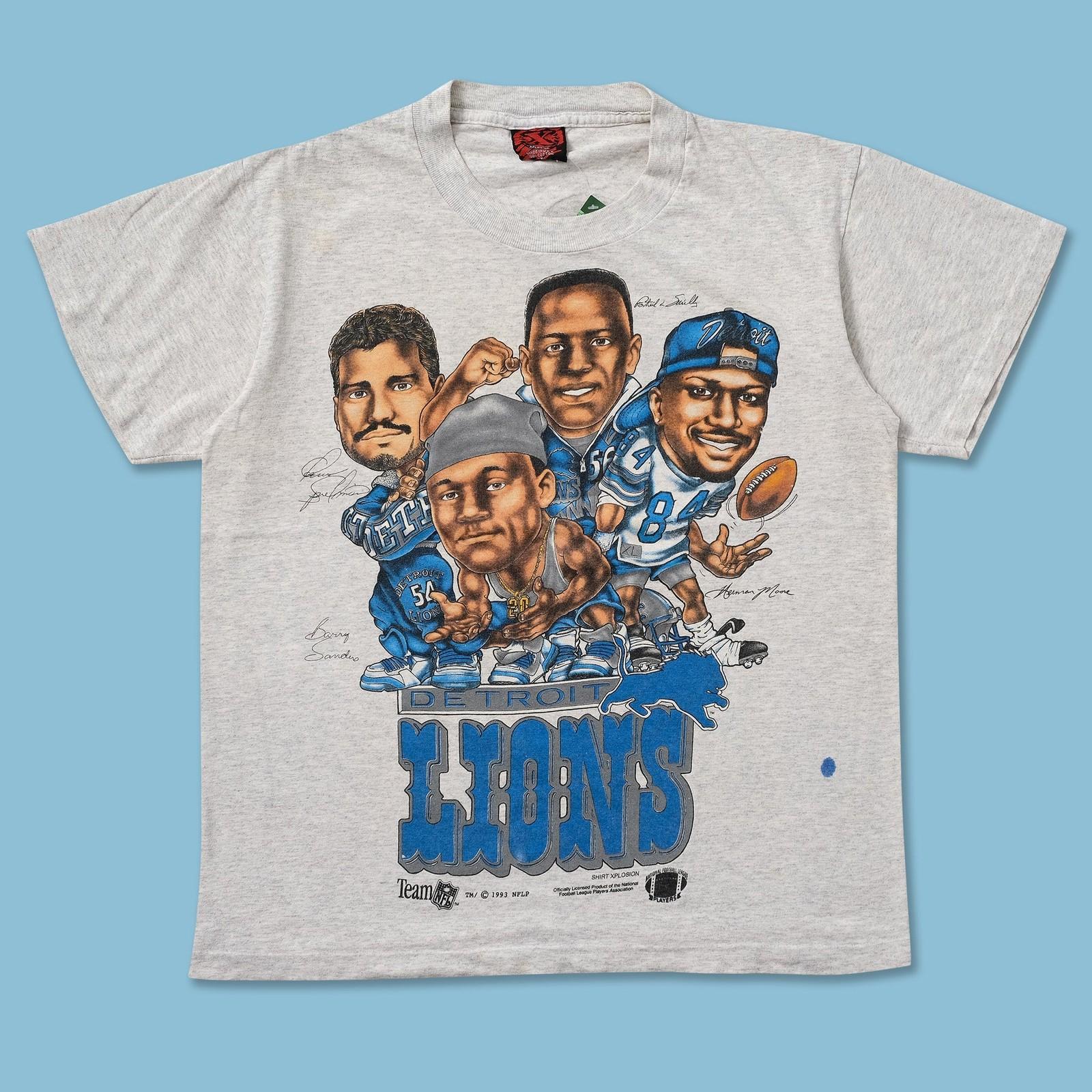 Detroit Lions caricature unisex ash T-Shirt NFL classic t-shirt QT4859 S разноцветный