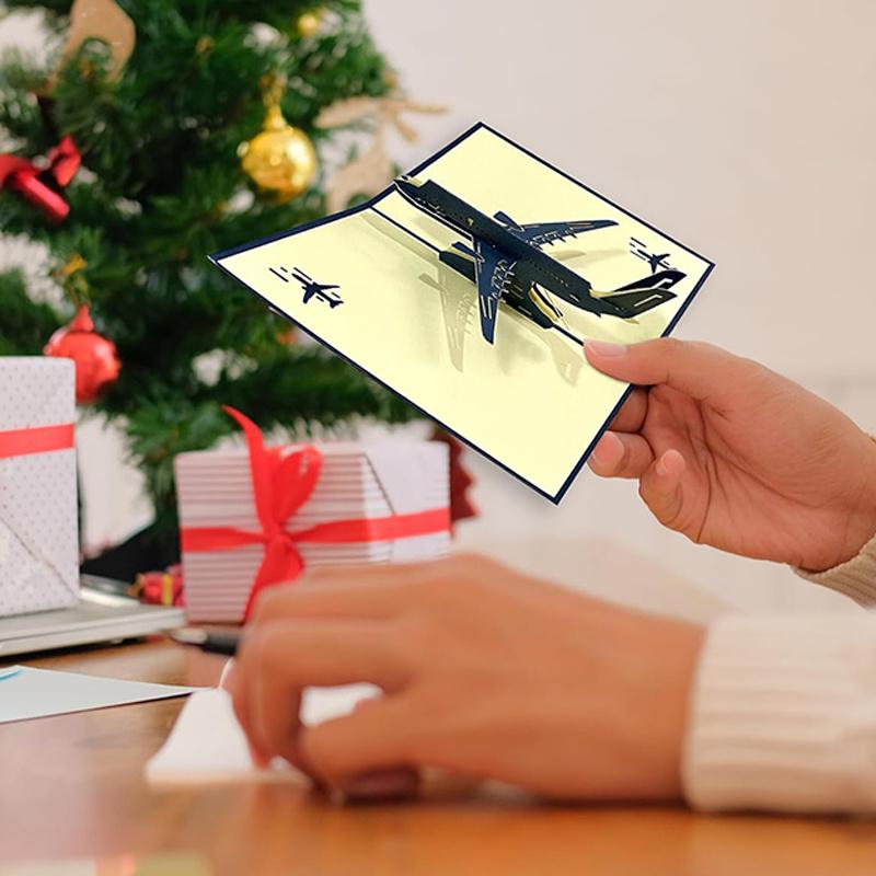 3D Pop UP Card Birthday Greeting Invitation Card Party Favors Laser Cut Gifts Airplane Miniatures Postcard Envelopes TMZ
