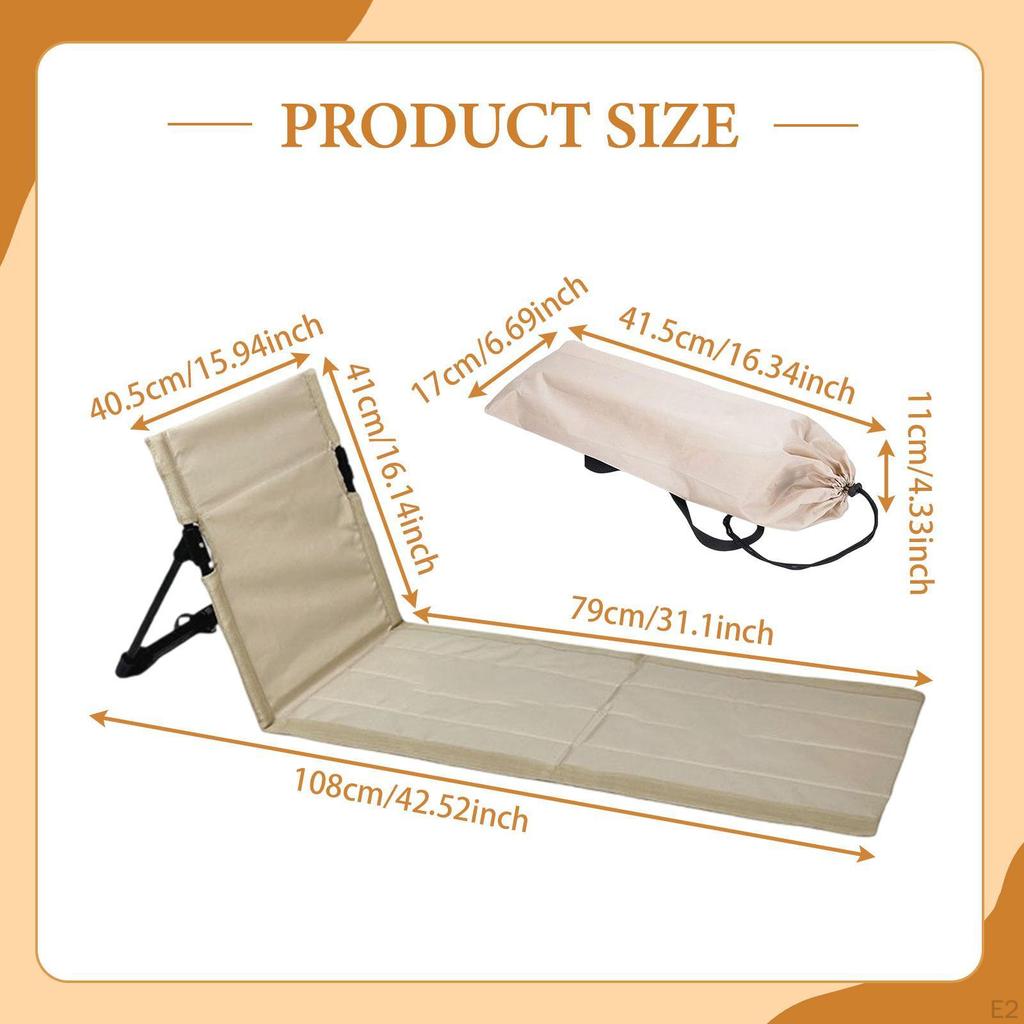 Beach Chair Lounge Mat with Back Support And Carrying Bag for Travel Relaxation