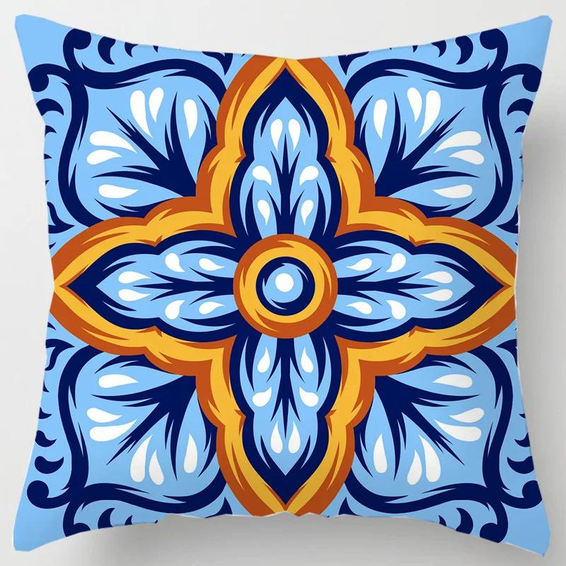 Colorful national floral antique porcelain print Pillowcase Comfortable sofa car Seat cushion cover Bohemian Hippie home decor