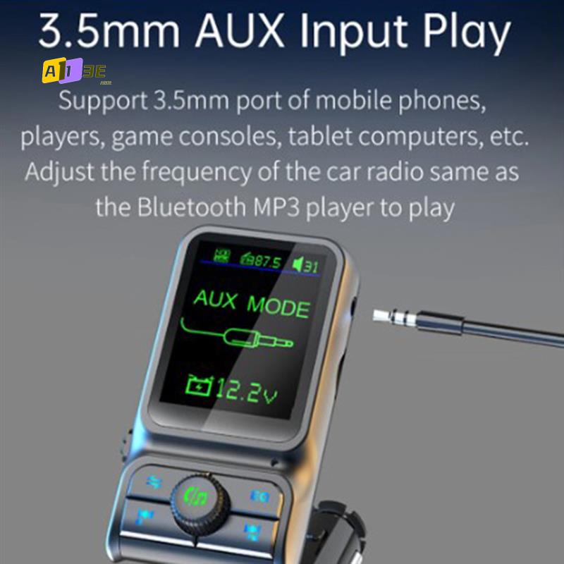 A03E-QC3.0 Fast Charge Car Bluetooth MP3 Player FM Transmitter HD Colorful Screen Display Car Supplies