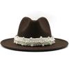 Modern Design  Wool Felt Wide Brim Flat Top Hat Formal Fashion Women Fedora Hat