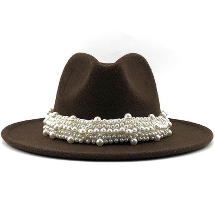 Modern Design Wool Felt Wide Brim Flat Top Hat Formal Fashion Women Fedora Hat