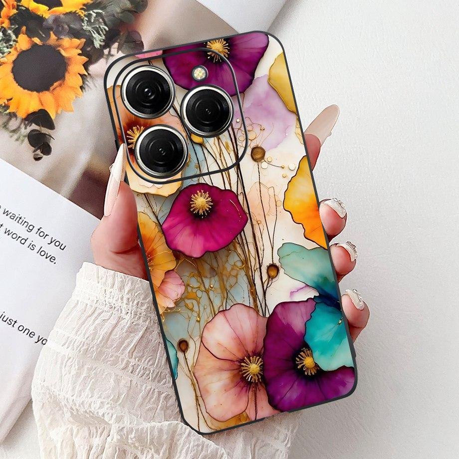 Luxury Matte Silicone Soft Case For Tecno Spark 20 20Pro 20 Pro+ 4G 5G Spark 20C KJ7 KJ6 KJ5 BG7 Capa Flower Loving Heart Cover