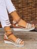 Large size wedge heel fish mouth sandals bohemian buckle belt women's shoes summer platform beach women