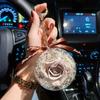 Flowers Rose Keychain Acrylic Ball Rose Car Hanging Valentine's Day Gift for Wife Car Interior Keychain