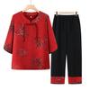 Chinese Style Summer Two-Piece Set: Short-Sleeved Outfit for Middle-Aged & Elderly Women