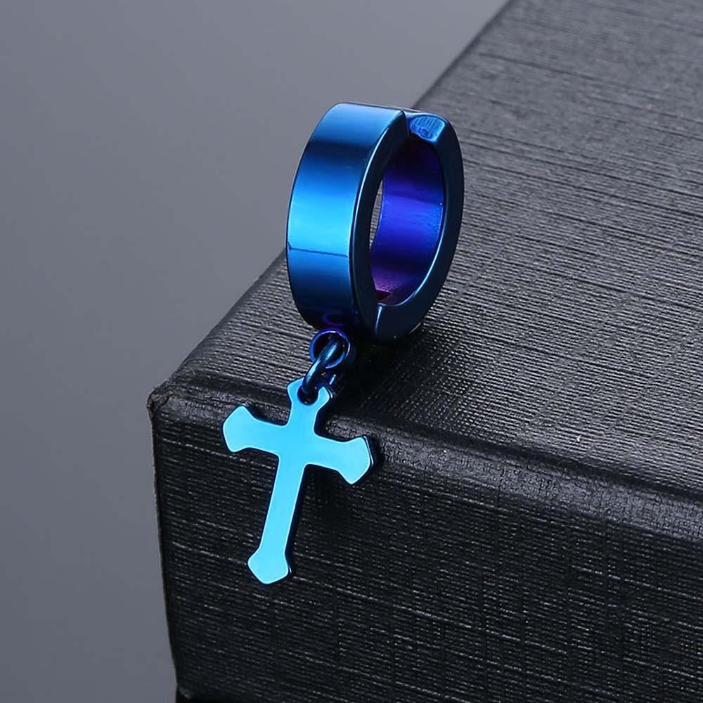 Gift Accessories Steel Cross Earrings No Ear Hole Punk Men Earrings Steel Ear Bone Clip  Travel