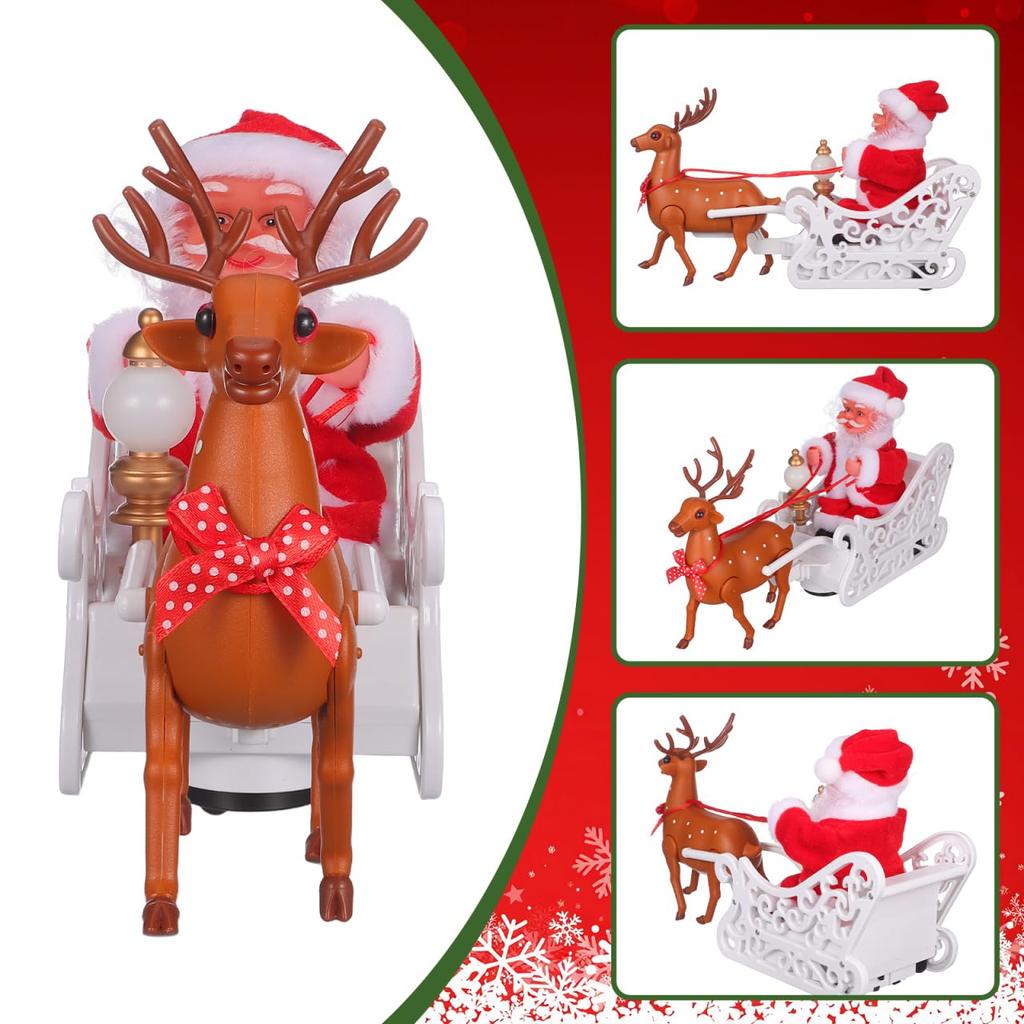 KESYOO Christmas Decorations, Santa Claus and Reindeer Figurine, Plush Toy, Moving Toy, Home Ornament, Gift, Present, Desktop, Craft