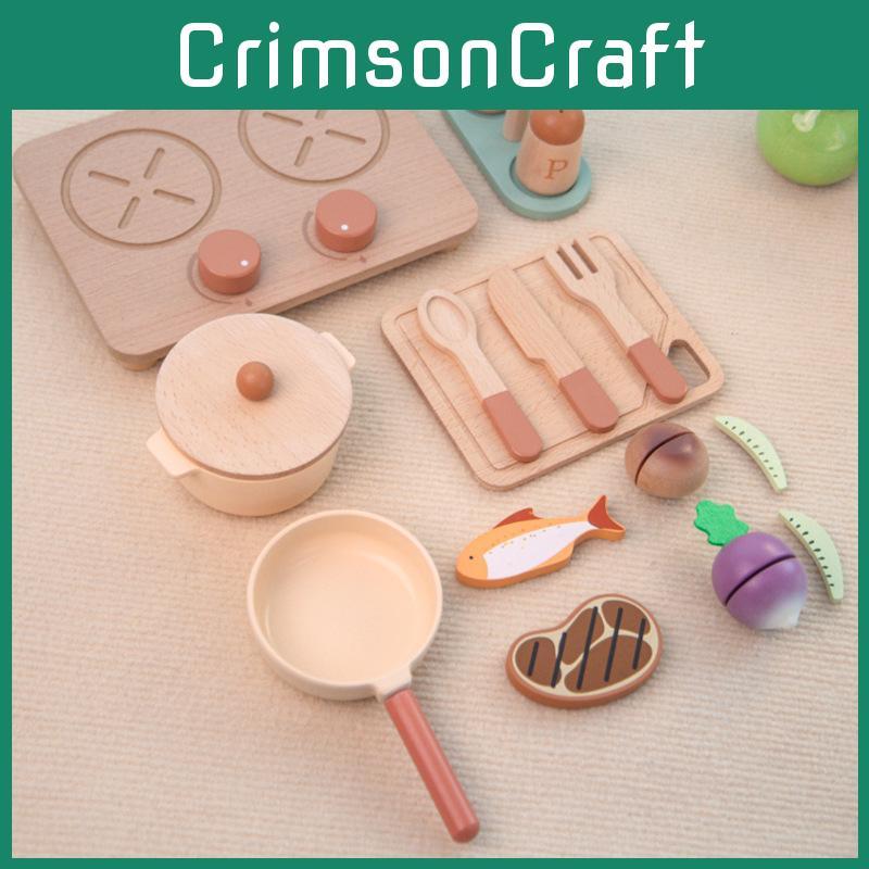 Cooking Wooden Kitchen Pot Toy Set For Kids Hands On Learning Creativity And