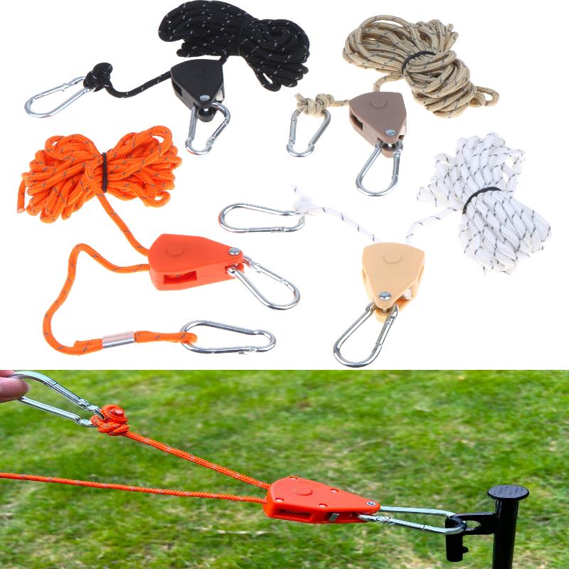 20M Extra Long Reflective Windproof Camping Rope with Adjuster Carabiner for Multi Tent Camping Sites