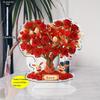 Bohemian-Style Crystal Heart-Shaped Rose Tree with Red Roses & Golden Hearts - "Love" Inscription, No Batteries Needed, Romantic Home Decor for Vale