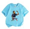 Kids Boys Girls 100% Cotton Crew Neck Short Sleeve T-Shirt, Stylish Football Player Print Casual Sports Tee, Soft Breathable Daily Tops for Children Y