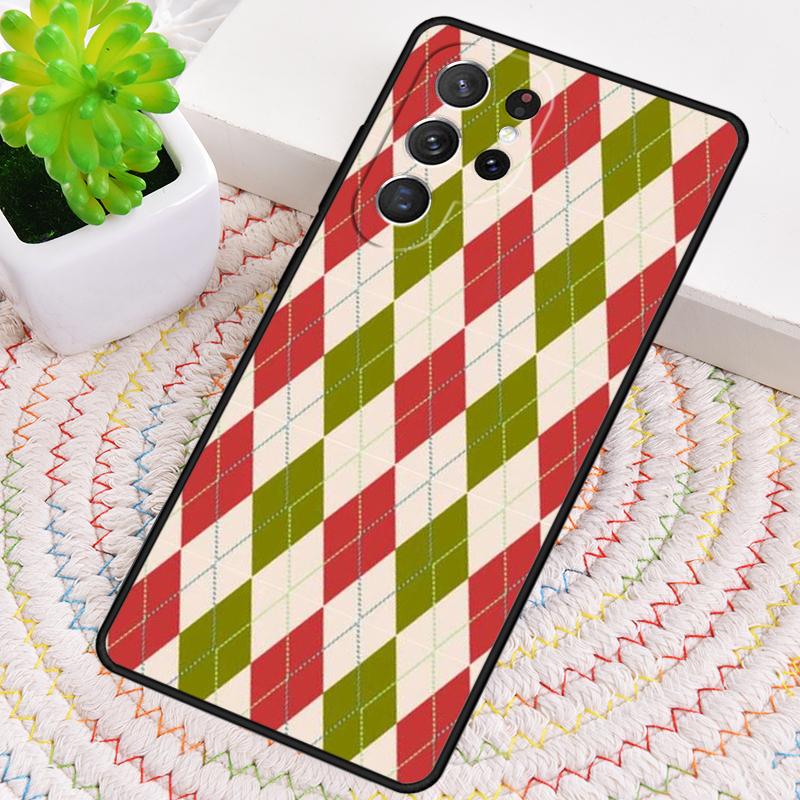 Red And Green Argyle Pattern Phone Case For Samsung Galaxy note 10 pro S26 S25 S24 S23 S22 Ultra Plus S21 FE S20 Cover