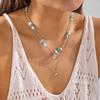 Boho Summer Vacation Layered Necklace for Women Mermaidcore Layered Starfish Shell Double Chain Summer Festival Beach Jewelry