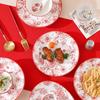 Retro Red Rose Ceramic Shallow Plate