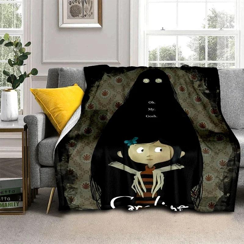 Coraline Animated Movie Throws Blanket Picnic Super Soft kawaii Blanket for Travel Bedding Couch Sofa Bed Blanket Birthday Gift