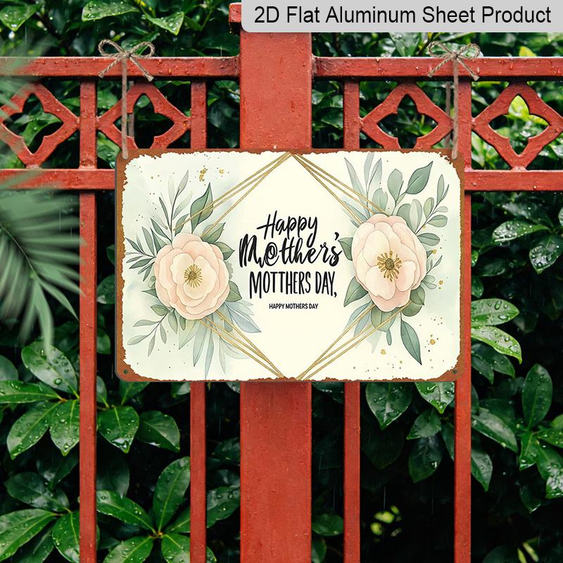 2D Flat Happy The Day of Mothers with Geometric Floral Design Aluminium Sign Fun & Quirky Creativewall Decor Art 8 * 12 Inches Poster for Office