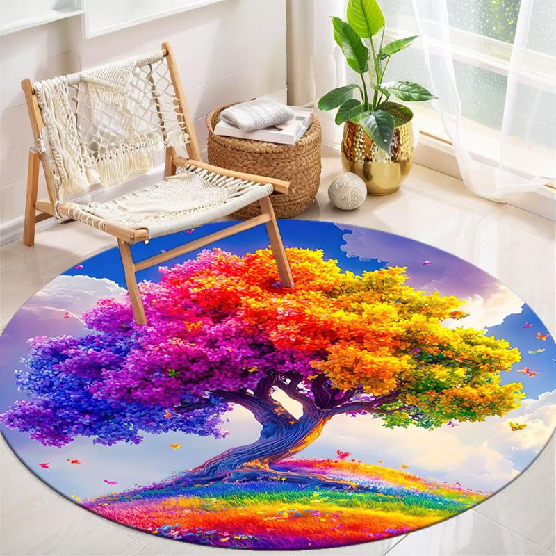 1Pc Tree of Life Circular Print Rug - home decoration Carpet For Living Room Bedroom Flooring Computer Chair Area Rug