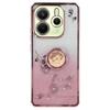KADEM For Xiaomi Redmi Note 14 4G (163.25x76.55x8.16mm) Case Ring Kickstand TPU Flowers Phone Cover Gradient Glitter