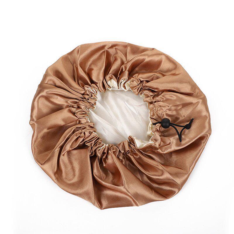 European & American Double-Layer Satin Adjustable Sleeping Cap