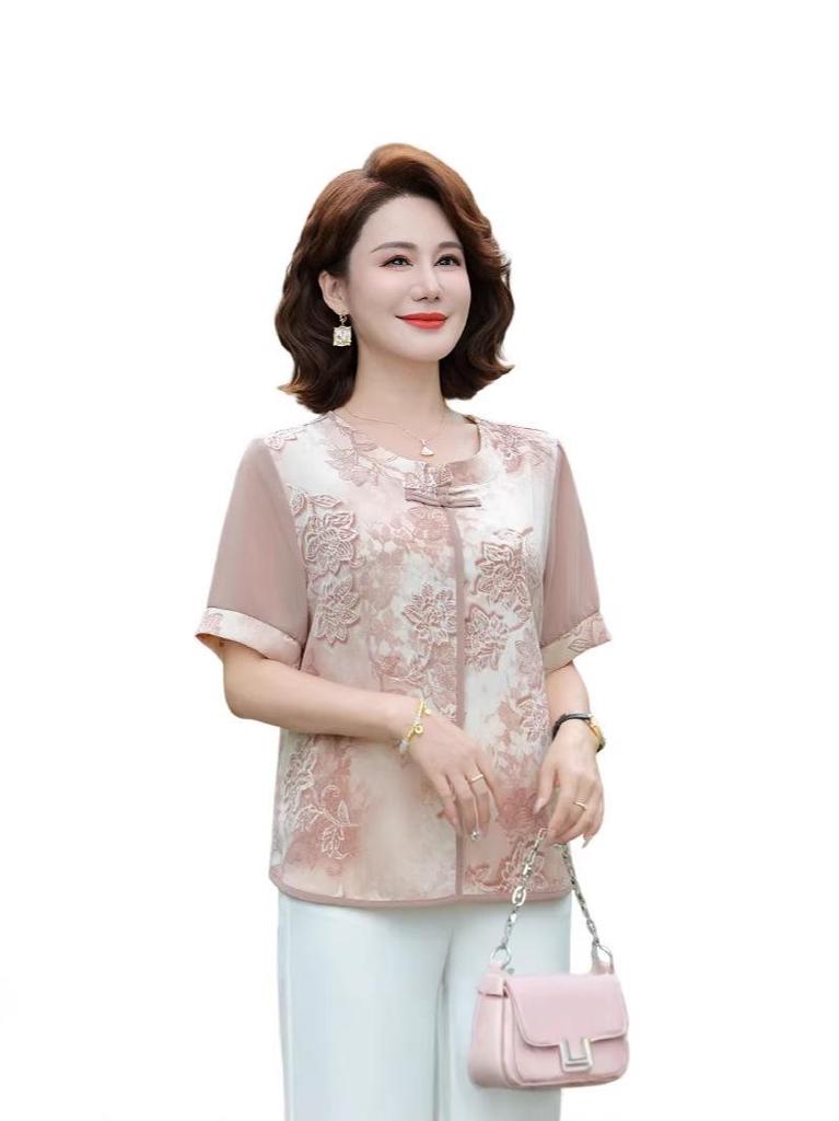 Mom's Summer Chiffon Short-Sleeve Top - Vintage Style 2026 for 50s & 60s