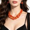 Handmade Geometric Acrylic Beaded Necklace Set With Irregular Chain Vintage Style Layered Jewelry Women