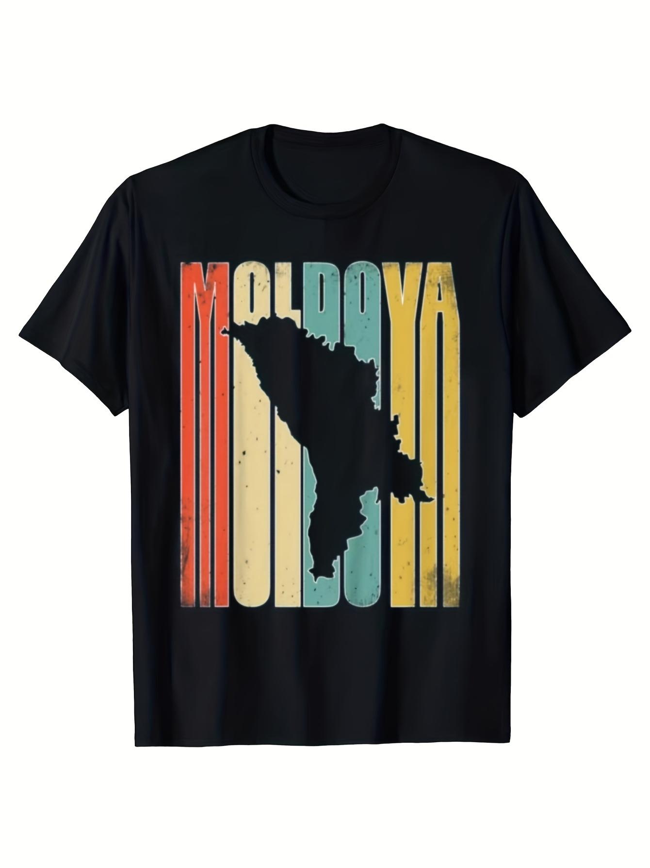 

Women s T-Shirt Y2K Moldova Map and Flag Multicolor Oversized S