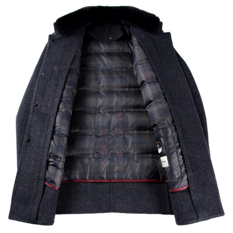 Men's Woolen Coat Middle-aged Dad Mink Fur Collar Double-sided Woolen Cashmere Coat Winter Down Liner Top