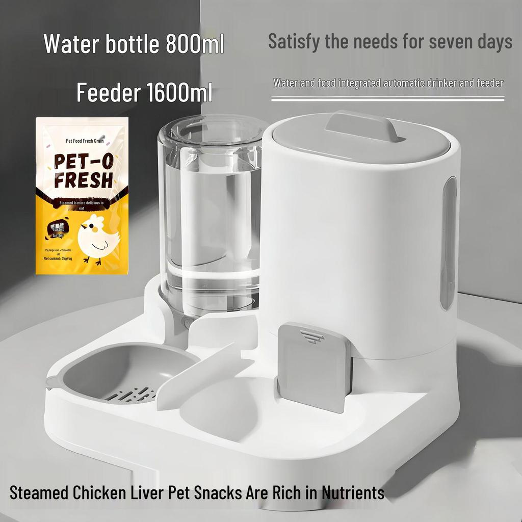Automatic Cat Feeder & Water Dispenser - Large Capacity, 2-in-1 Pet Feeding Solution