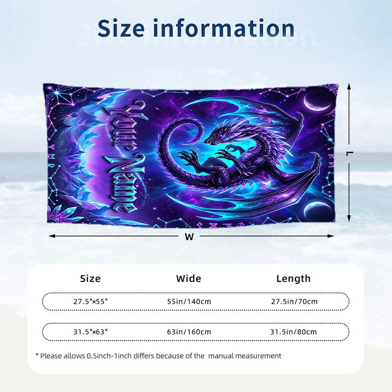 Dragon Phoenix Theme Beach Towel Personalized Custom Name & Text Soft Quick Dry Beach Towel for Swimming Travel