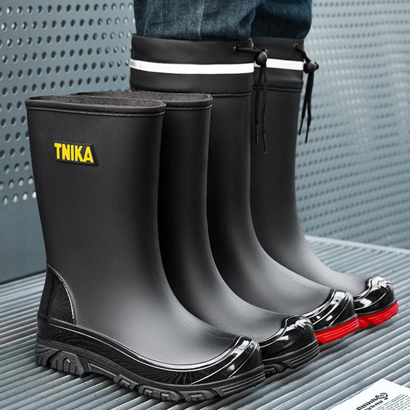 New Men Rain Shoes Boots Waterproof Rubber Shoes for Fishing Husband Work Safety Man Mid-Tube Rain Boots Non-Slip Water Footwear