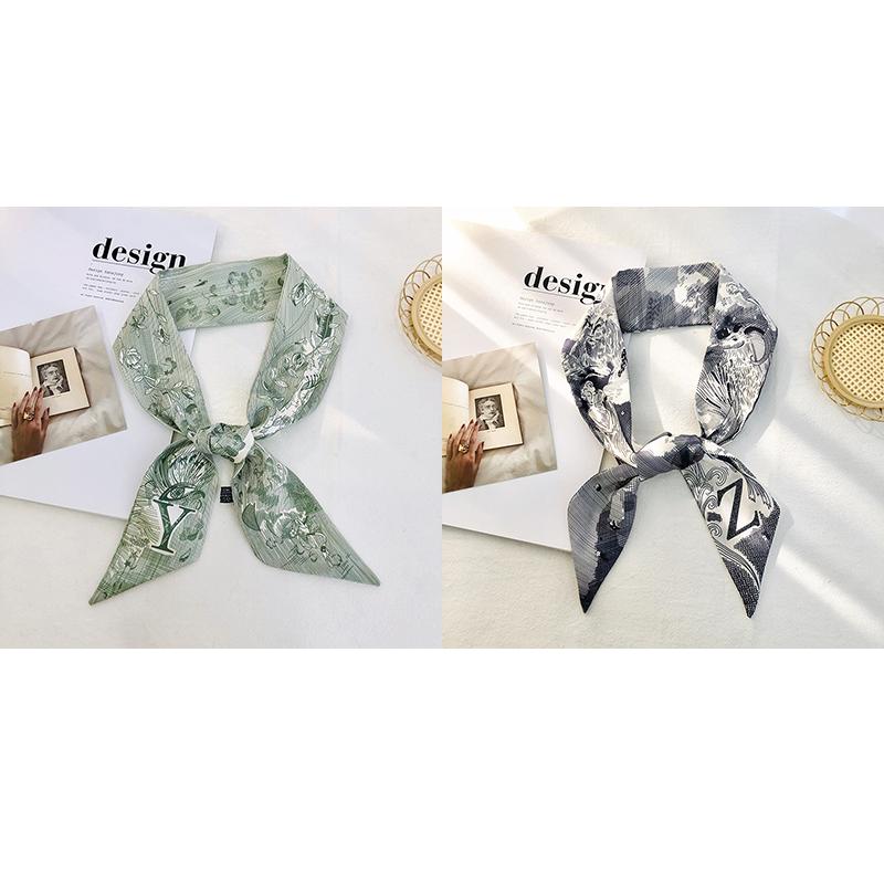 Retro Brief Drucken Frauen Kleine Schal Tasche Dekoration Band Mode Kopf Schal Stirnband Krawatte Schals