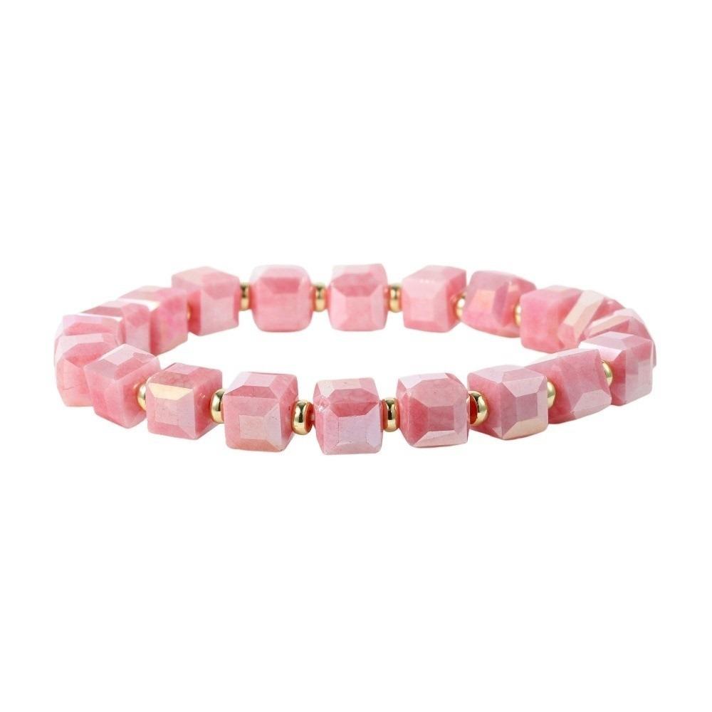 Elegant Small Sugar Cubes Bracelets Glossy Colorful Hand Chains Simple Crystal Glass Chain  Girls