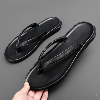 Fashion Flats Flip Flop Genuine Leather Men Slippers Summer Top Brand 2024 New Fashion Man Designer Beach Flip-flops Light Comfortable