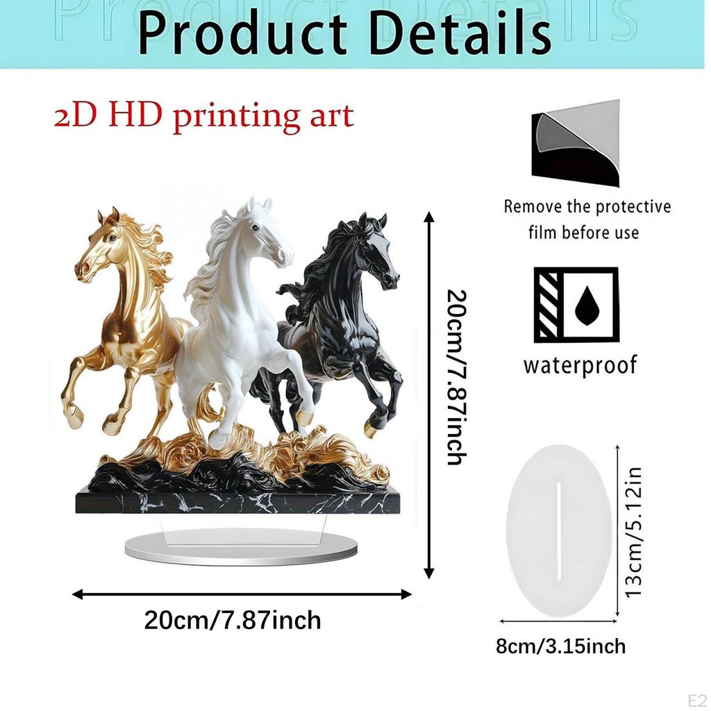 2D Acrylic Horse Ornament Desktop Display Collectible Flat Table Sign Figurine for Home