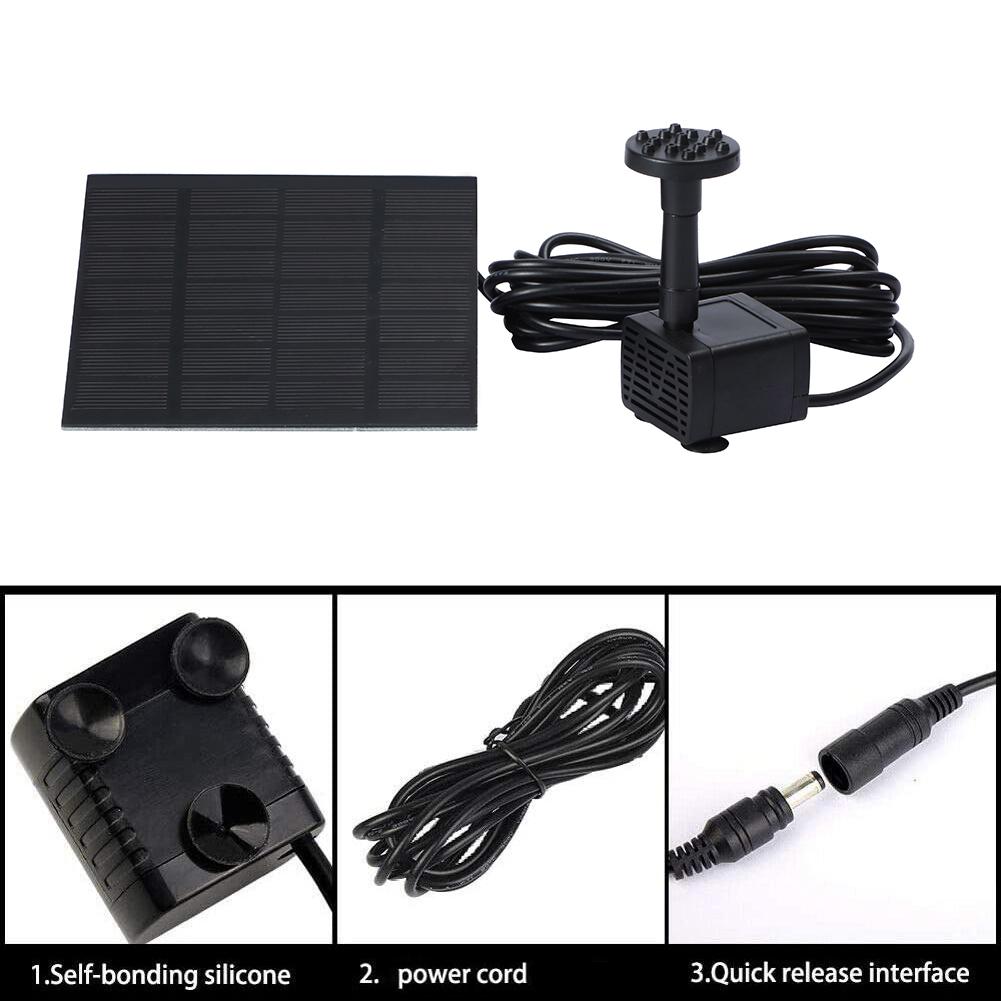 1-2 Stück Mini-Solar-Springbrunnenpumpe 1,2W Powerboard-Kit Solarpanel Wasserpumpe für Gartenpool Vogelbad Brunnen mit 6 Düsen