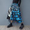 Plus Size High Waist Black Cotton Mesh Vintage Floral Spring Summer Casual Loose Long for Woman Skirts Womens Skirt