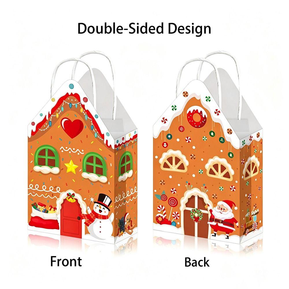 Various Styles Christmas Gift Bags 12 Pcs Kraft Christmas Bags Treat Candy Bags For Gift Wrapping
