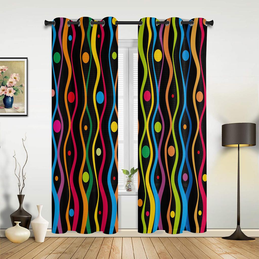 Rainbow Heart Shaped Stripes Colorful Love Curtains for Bedroom Living Room Drapes Kitchen Children Window Curtain Home Decor