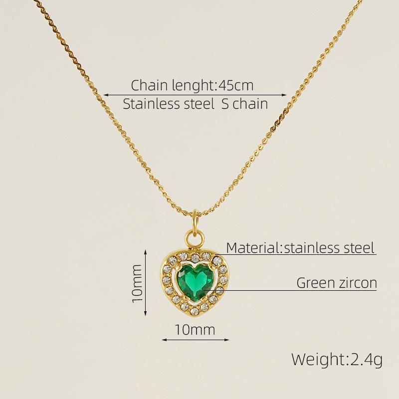 European American Ins Style Double-layer Zircon Titanium Steel Luxury Square Pendant Light Sporty Unisex 18K Gold Necklace