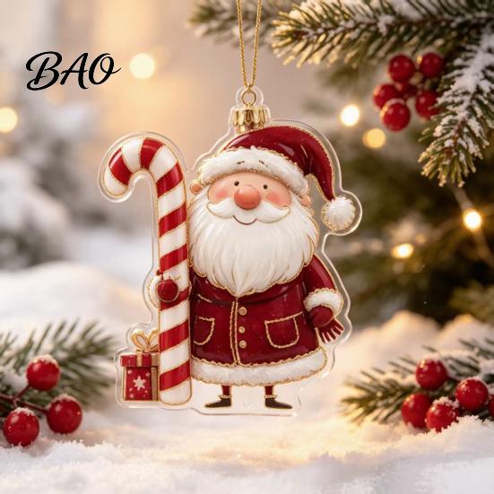 Seasonal Hanging Ornaments for Holidays 2D Flat Acrylic Christmas Ornaments, Decorative Holiday Tree Decorations Lightweight Decor Festivals