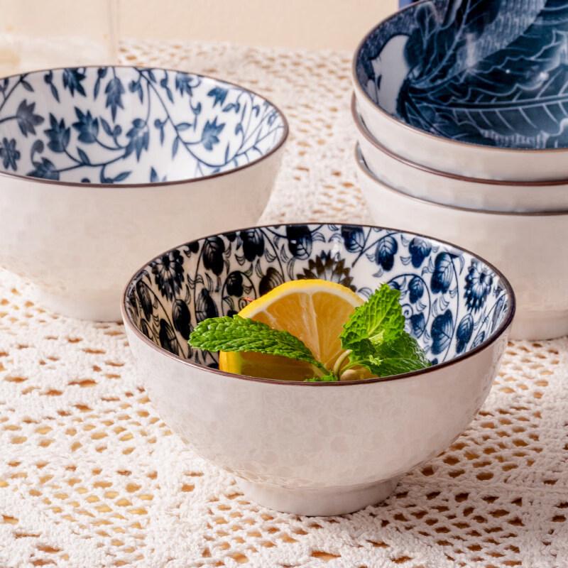 Kanda Aoe Series Blue Rhyme Rice Bowl Set