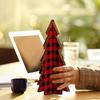 3 Pieces Christmas Decor Plaid Christmas Tree Decorations Set Of, 3D Wooden Tabletop Trees, 5.5 Inch Height, Holiday Home Decor (Plaid Style)
