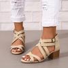 Cross-Tied Criss Cross Sandals Heels for Women Cutout Zip Up Open toe Block Heel Heels Sandals with Heels for Women